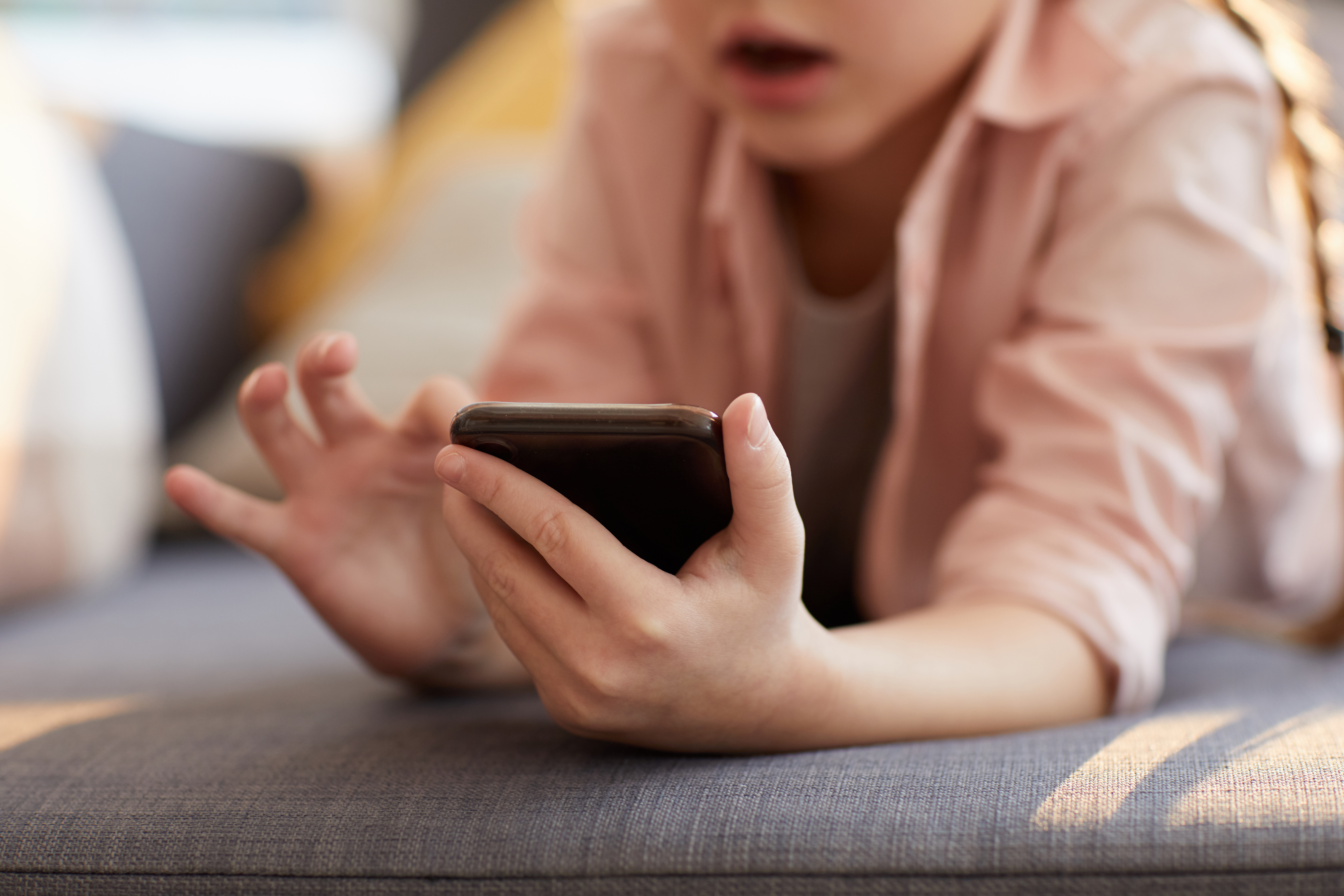 child with phone