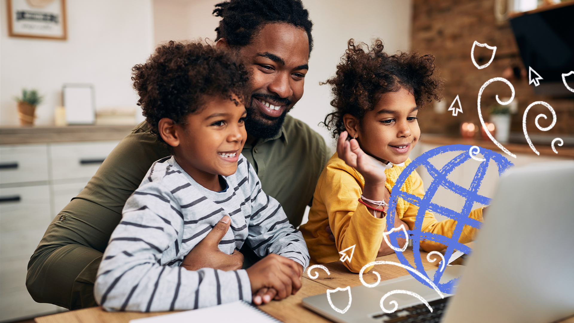 Family looking at screen 